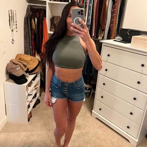 Free People Intimately Green open back crop top